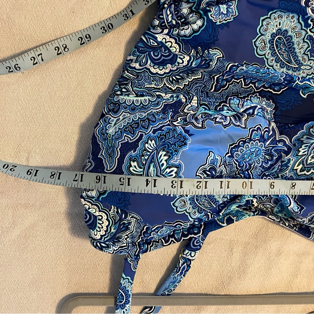 Lauren Ralph Lauren blue Paisley one piece skirted swimsuit size 16W Eurosummer - Picture 9 of 15
